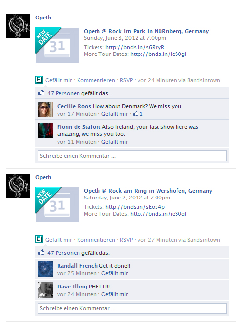 Opeth bestätigen sich bei Facebook