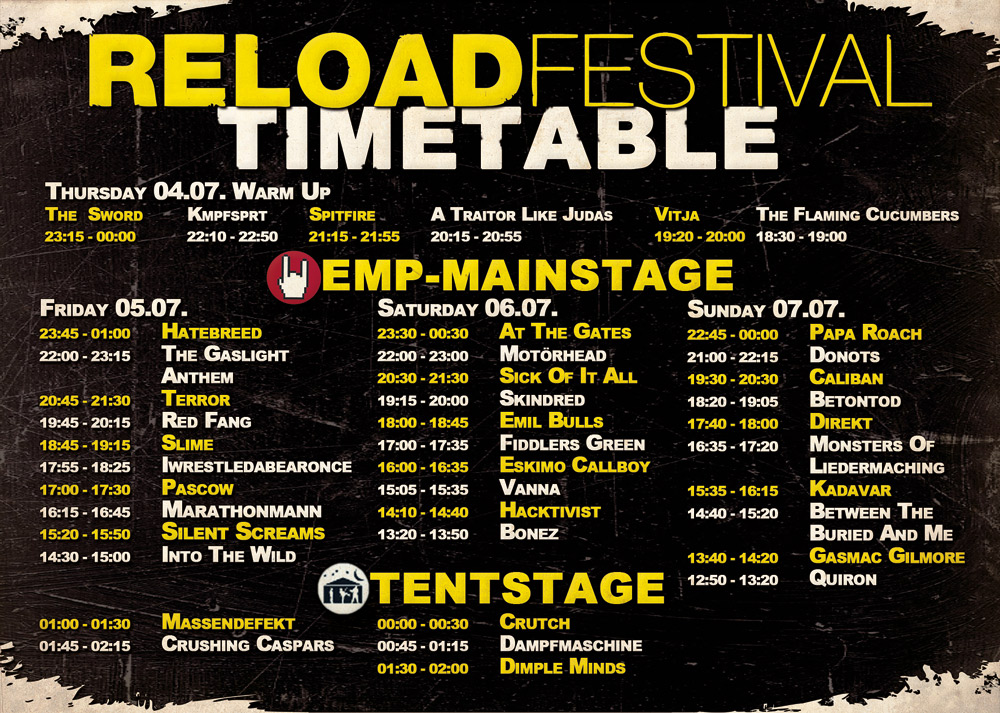 Reload Festival 2013 - Timetable