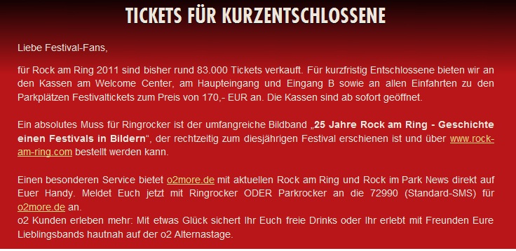 Rock-Am-Ring.com: Tickets für Kurzentschlossene