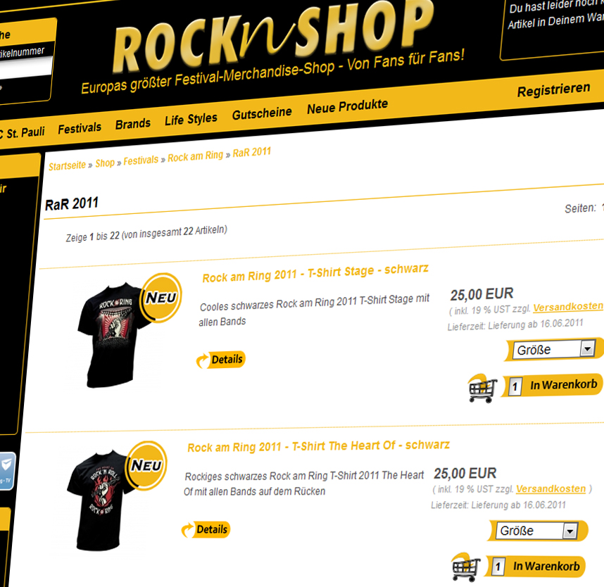 Rock am Ring 2011 Shirts nachbestellen