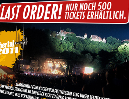 Nur noch 500 Tickets fürs Taubertal Festival! Wer dabei sein will muss sich beeilen!