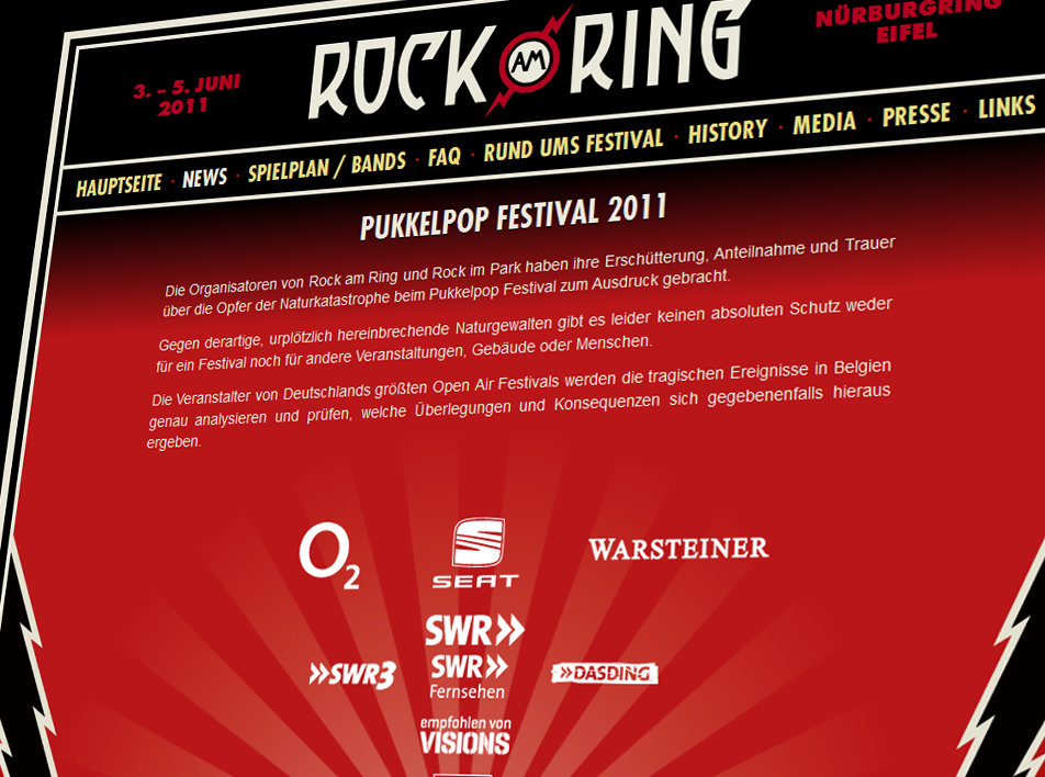 Rock am Ring meldet sich zum Unglück beim Pukkelpop Festival zu Wort