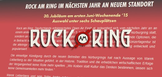 Offiziell: Rock am Ring im nächsten Jahr an neuem Standort. Capricorn plant neues Festival am Ring!